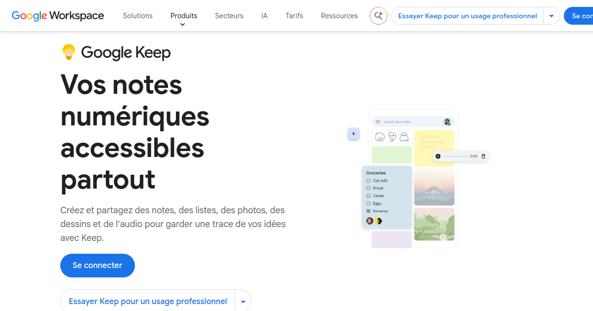 Aperçu de Google Keep