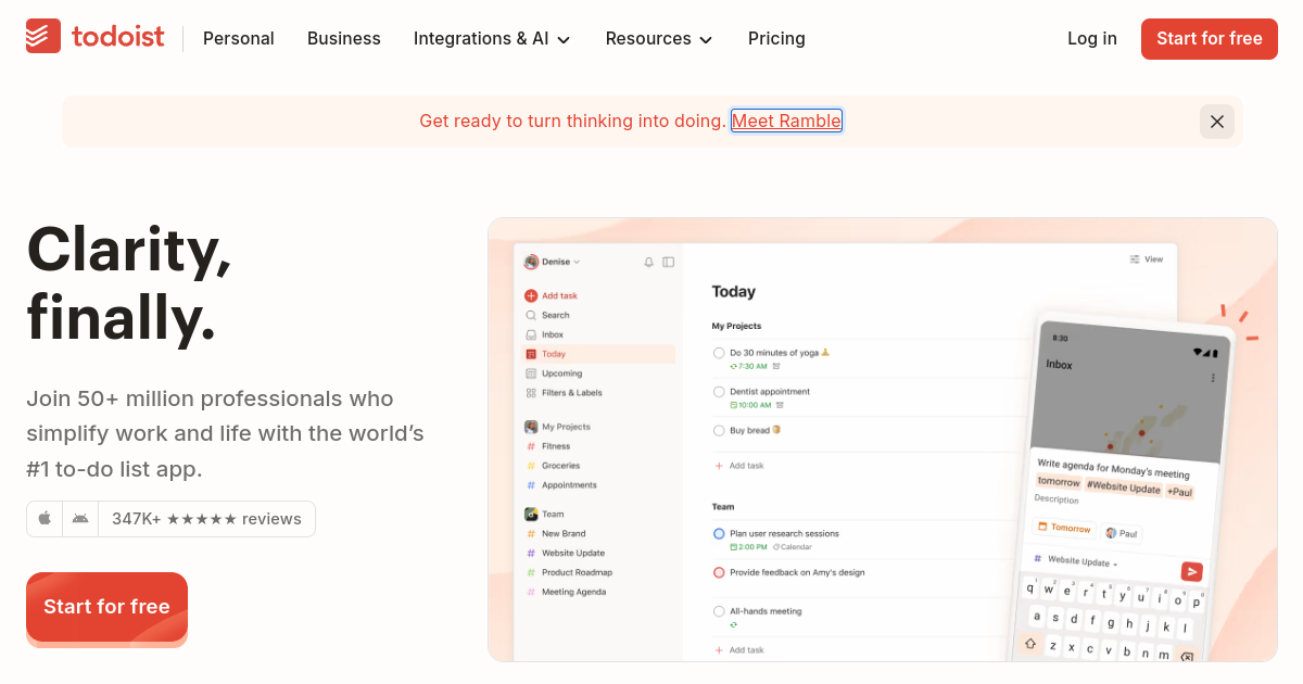 Aperçu de Todoist