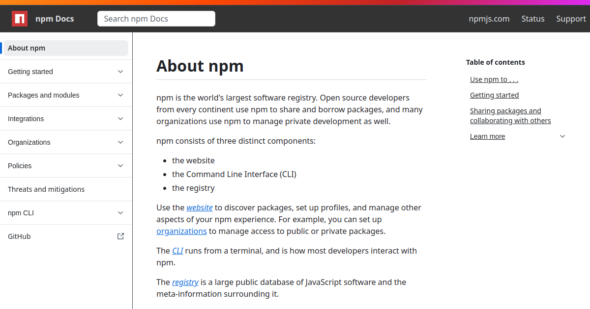 Aperçu de npm