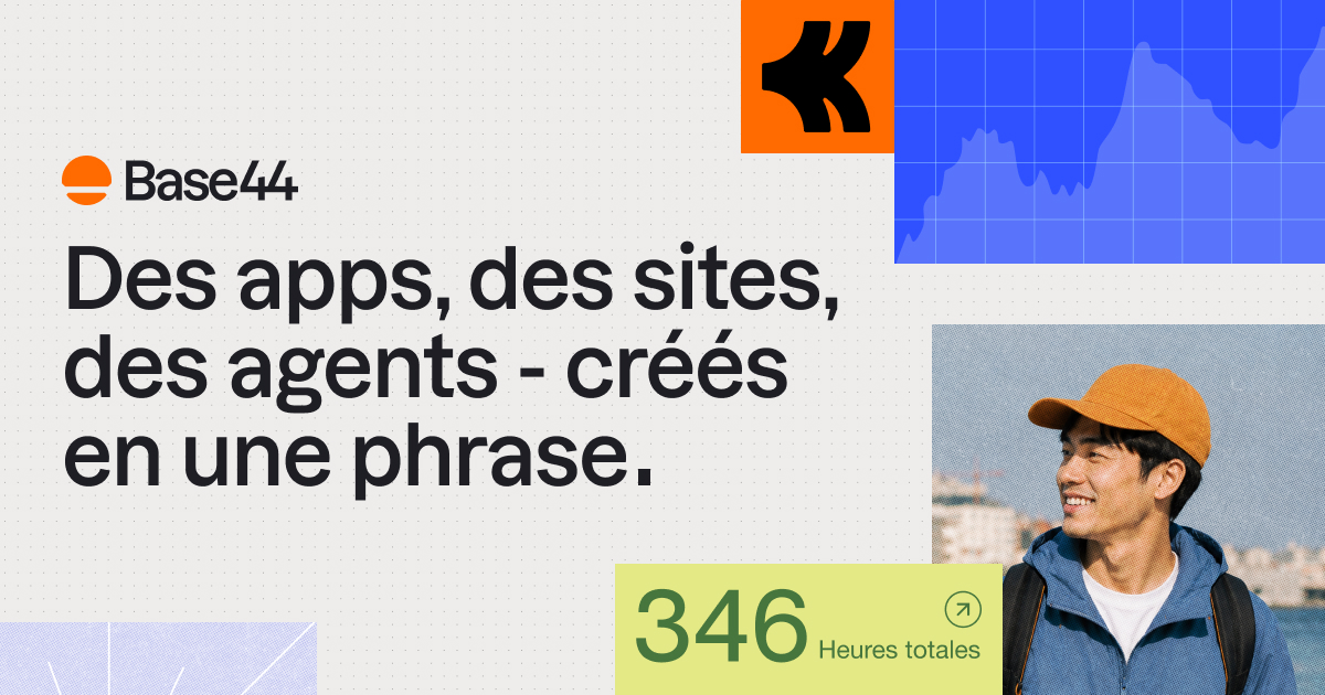 Visuel officiel de Base44 (version française du site), publié par Wix.com Ltd. — source : base44.com/fr.