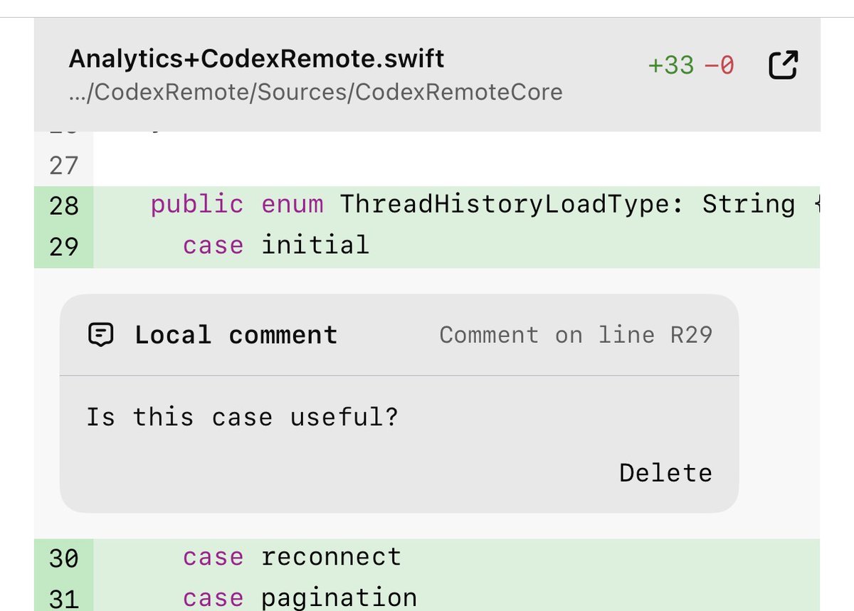 Relecture d'une modification de code et commentaire ajouté depuis le téléphone. Visuel officiel d'OpenAI.