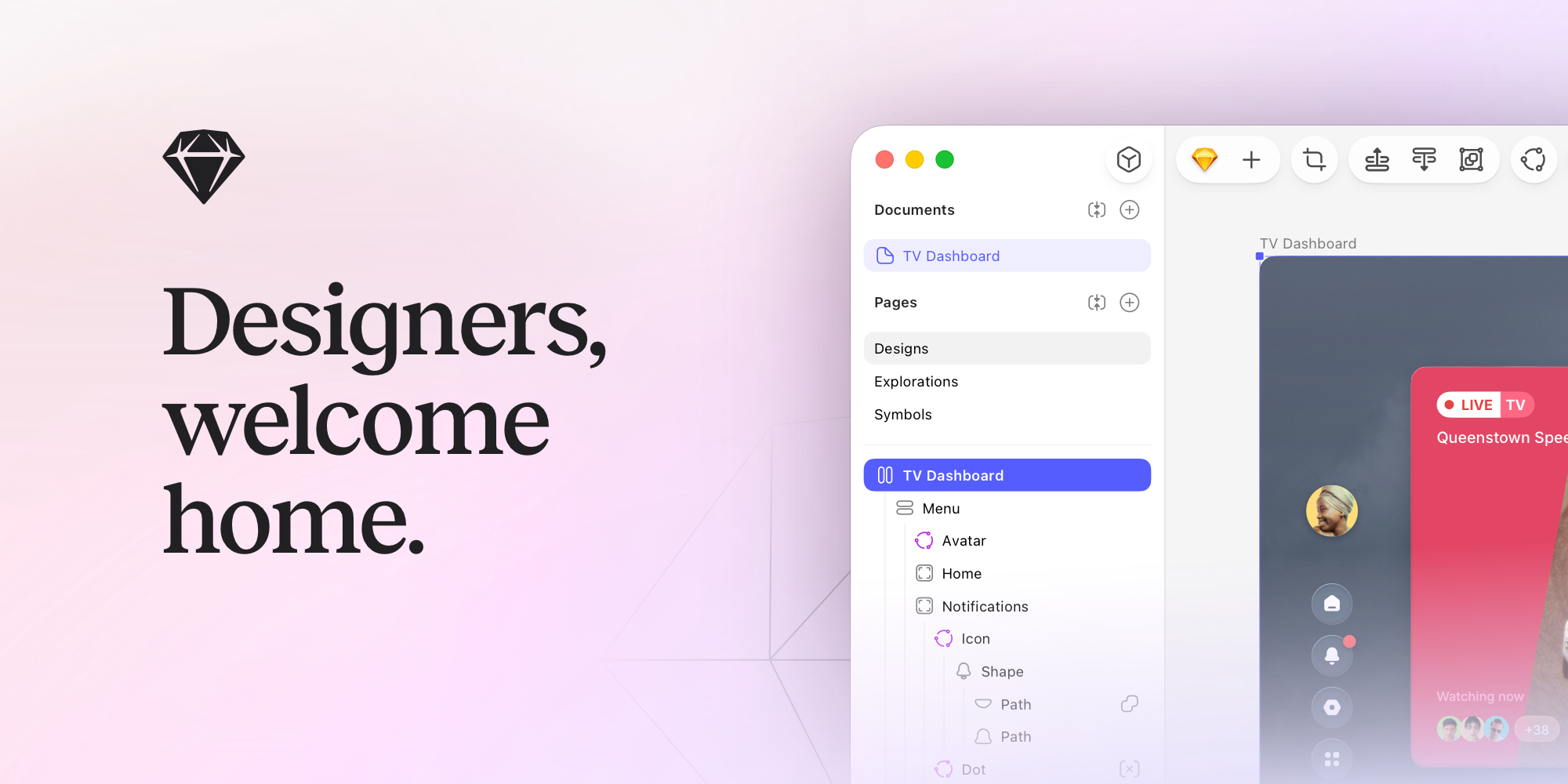 Image officielle de la page d'accueil de Sketch — source : sketch.com.
