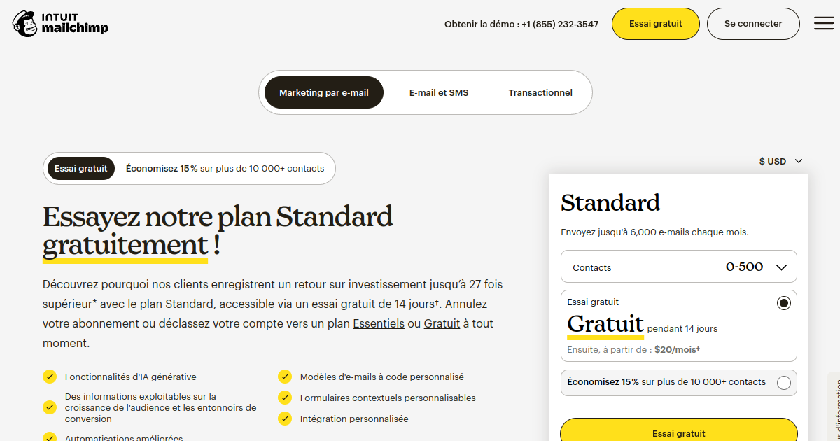 Aperçu de Mailchimp Pro
