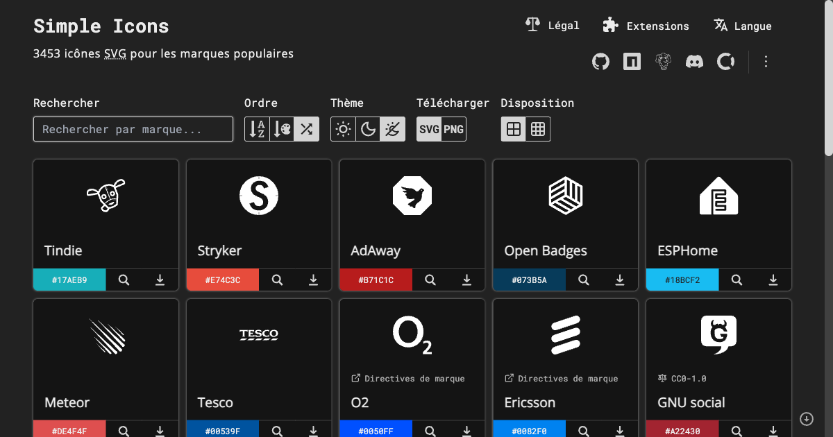 Aperçu de Simple Icons