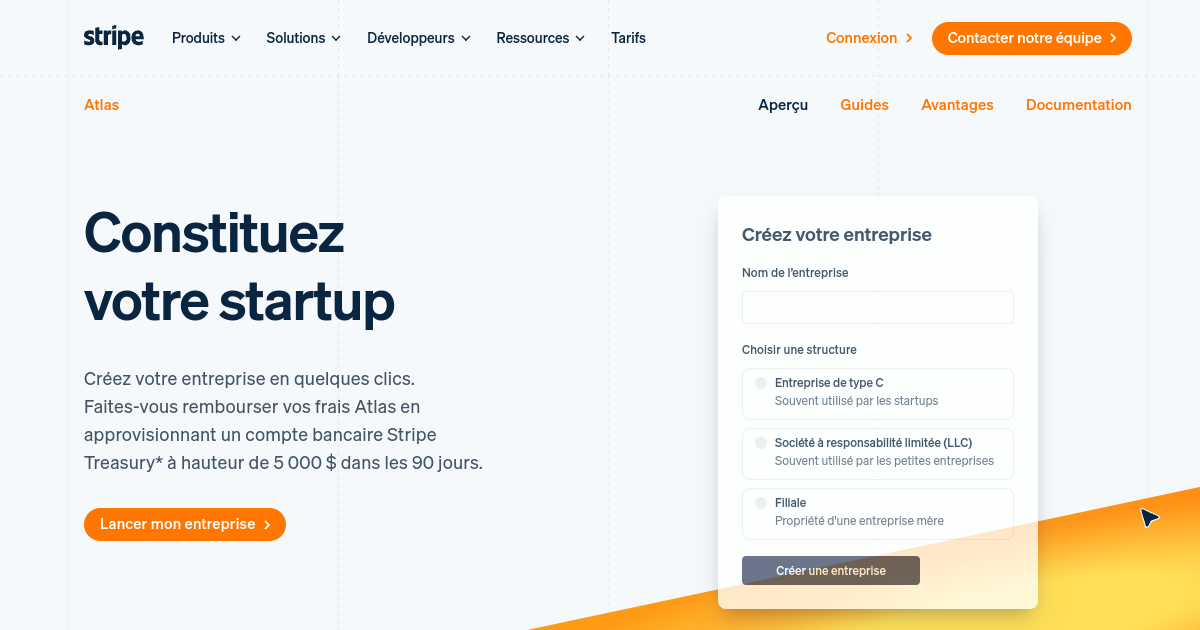 Aperçu de Stripe Atlas