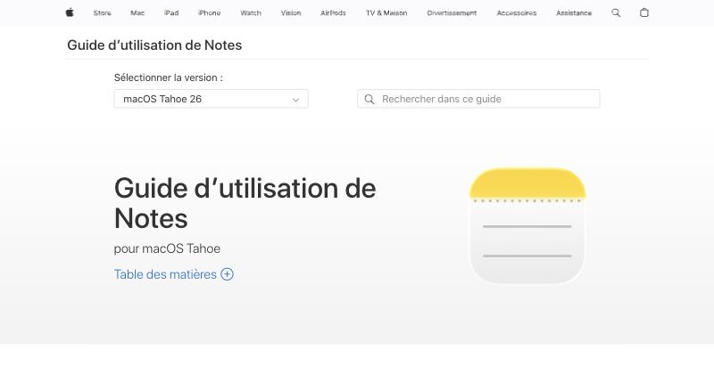 Aperçu de Apple Notes