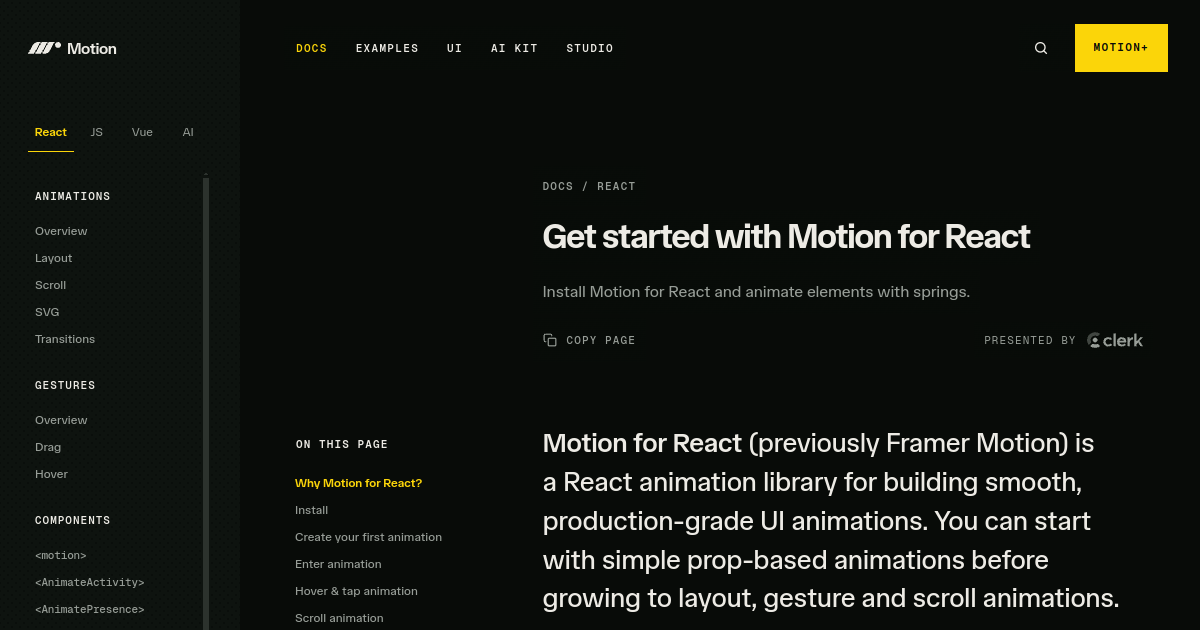 Aperçu de Motion (ex-Framer Motion)