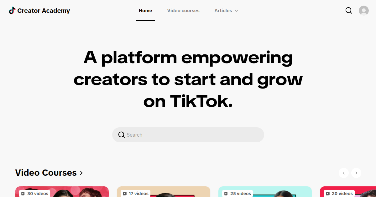 Aperçu de TikTok Creator Academy